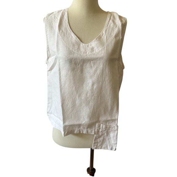 LA FIXSUN LINEN TOP SLEEVELESS ASYMMETRIC HEM BEACHY RESORT BREATHABLE BOHO S - Picture 2 of 10